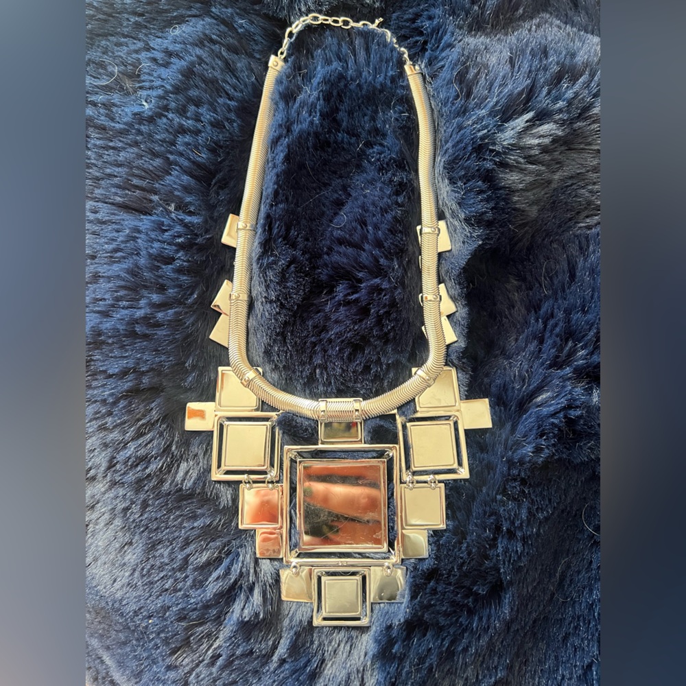 Swarovski Geometric Silver Statement Necklace - image 4